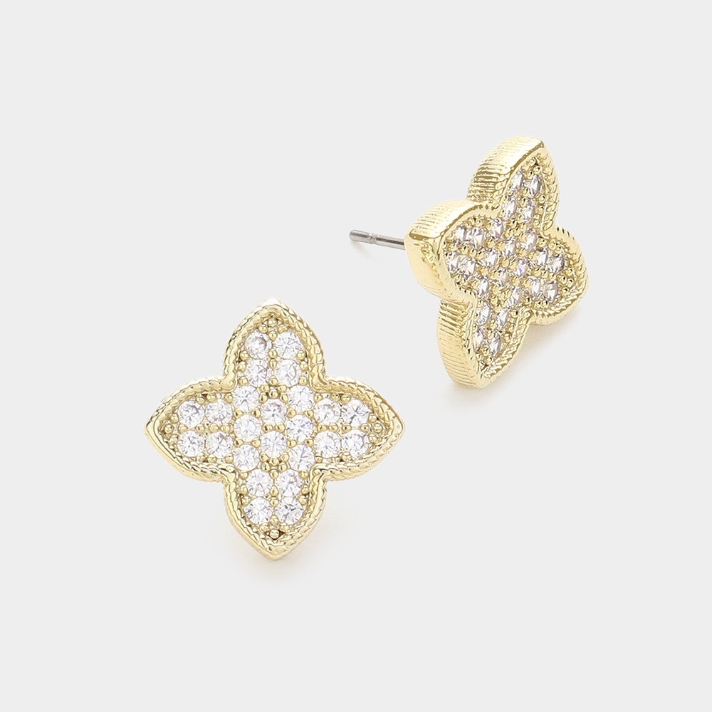 Gold Cubic Zirconia Stud Earrings